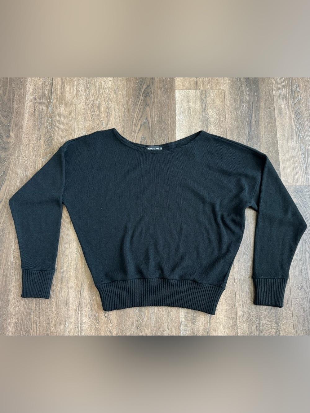 PrettyLittleThing Black Drape Knit Sweater Women’s size Large